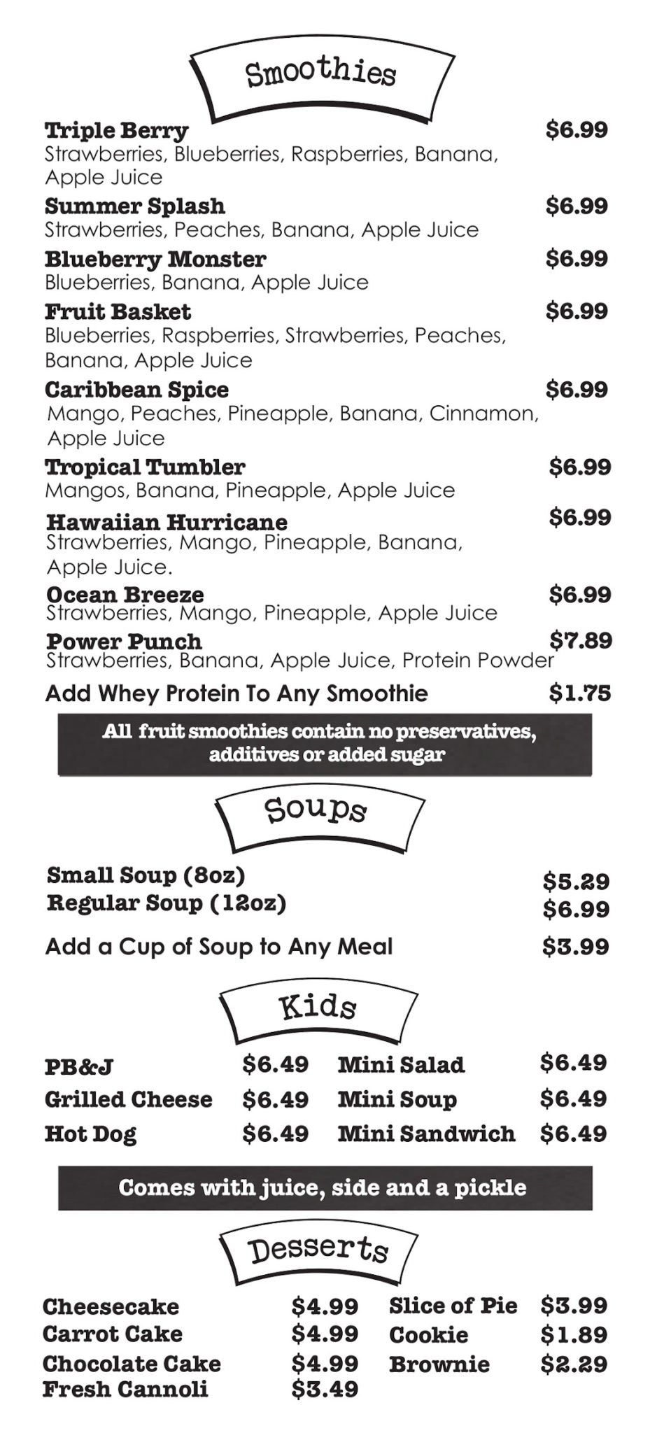 Menus Heidi's Brooklyn Deli Maine Sandwiches, Platters, Breads