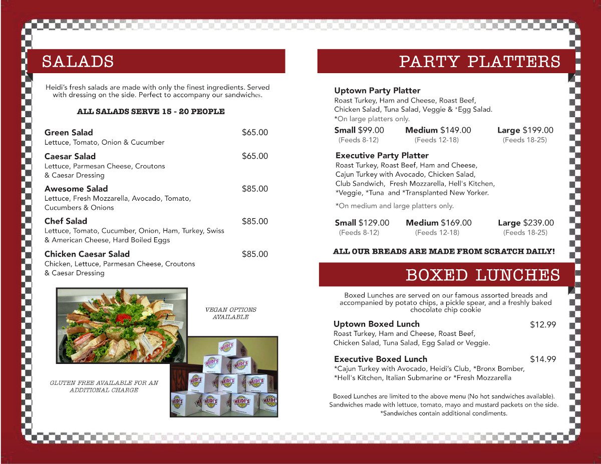 heidis brooklyn deli auburn south portland maine catering menu pg1