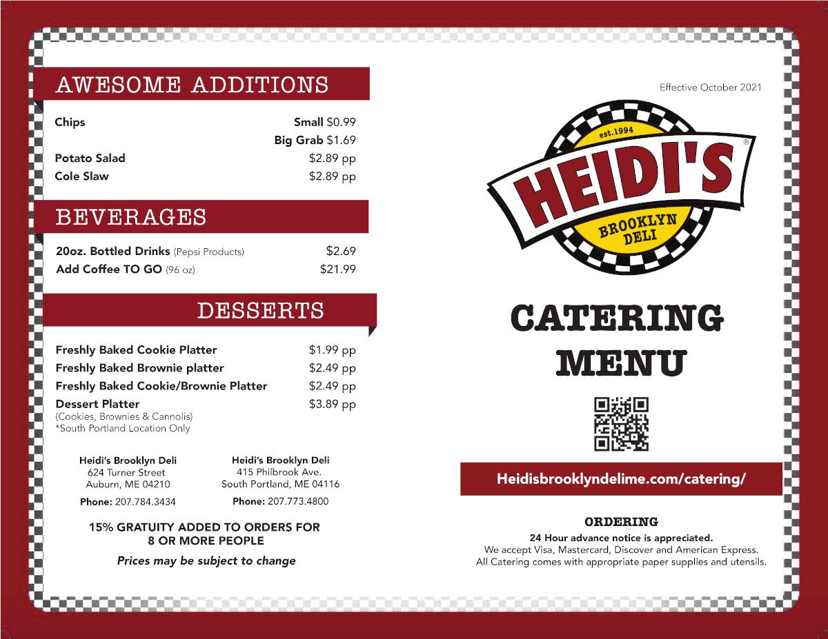 heidis brooklyn deli auburn south portland maine catering menu pg2